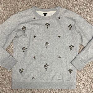 J crew Gray gem Embellished women Sweat shirt style top